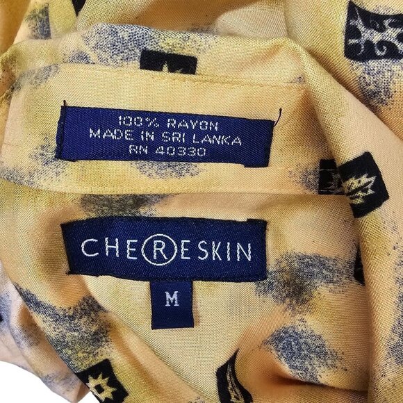 90s Ron Chereskin Hawaiian Shirt Beach Woody Surfer Pattern Rayon Mens M Yellow - Picture 3 of 10